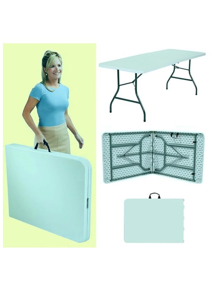 HEXAR - Heavy Duty Multipurpose Camping Table Portable Folding Table Picnic Dining table Centerfold Ideal for Crafts Outdoor Events Lightweight and Durable Table with Carry Handle (L180 W70 H74 CM) - Image 1