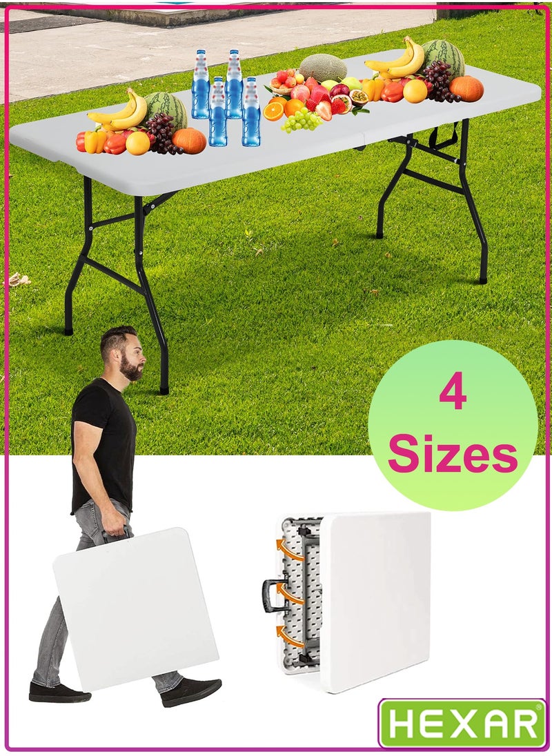 HEXAR - Heavy Duty Multipurpose Camping Table Portable Folding Table Picnic Dining table Centerfold Ideal for Crafts Outdoor Events Lightweight and Durable Table with Carry Handle (L180 W70 H74 CM) - Image 1