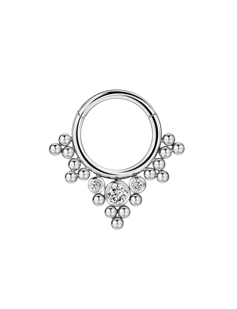 FANSING 16G 8mm Septum Rings for Women 16 Gauge Septum Hoop Hinged Surgical Steel Beaded Balls Piercing Jewelry for Daith & Helix - Image 1