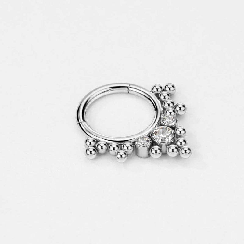 FANSING 16G 8mm Septum Rings for Women 16 Gauge Septum Hoop Hinged Surgical Steel Beaded Balls Piercing Jewelry for Daith & Helix - Image 4