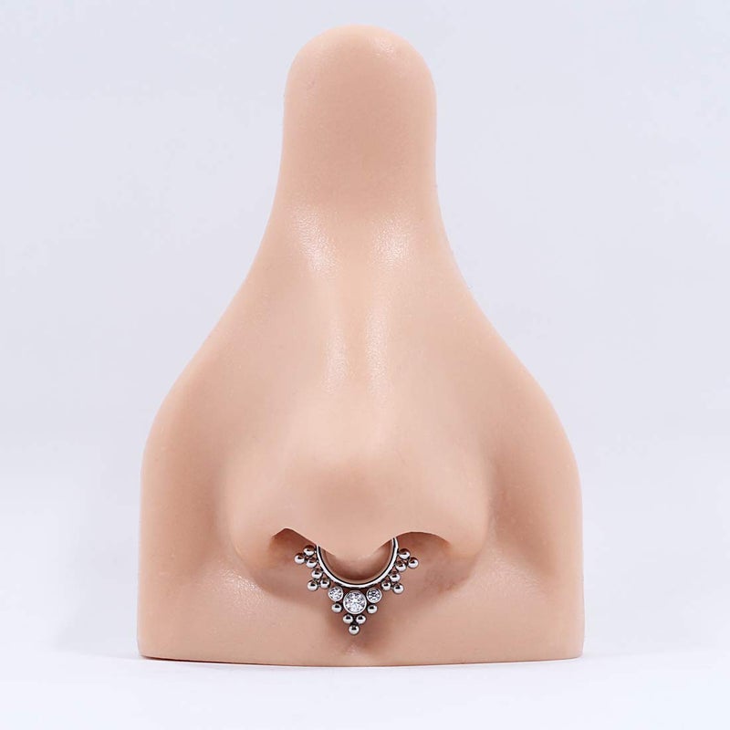 FANSING 16G 8mm Septum Rings for Women 16 Gauge Septum Hoop Hinged Surgical Steel Beaded Balls Piercing Jewelry for Daith & Helix - Image 5