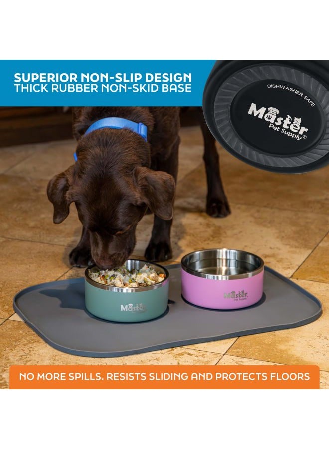 Master Pet Supply Stainless Steel Dog Bowls - 32 oz, Heavy Duty - Black Velvet, Double Wall Extra-Thick Insulated, Non-Slip Pet Water Bowl for Dogs, Cats & Pets, Anti Rust Metal, Dish Washer Safe - Image 5