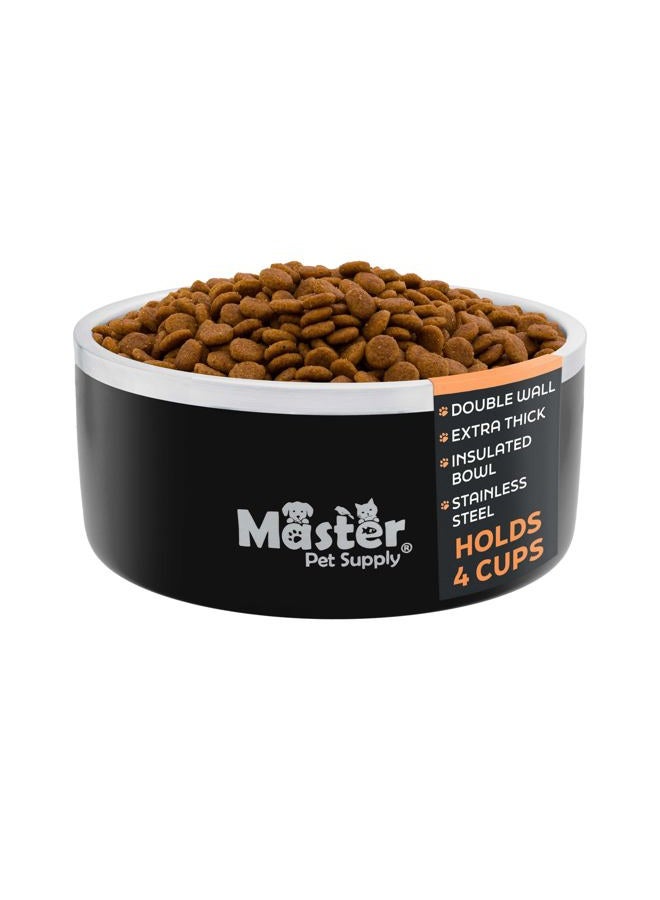 Master Pet Supply Stainless Steel Dog Bowls - 32 oz, Heavy Duty - Black Velvet, Double Wall Extra-Thick Insulated, Non-Slip Pet Water Bowl for Dogs, Cats & Pets, Anti Rust Metal, Dish Washer Safe - Image 1