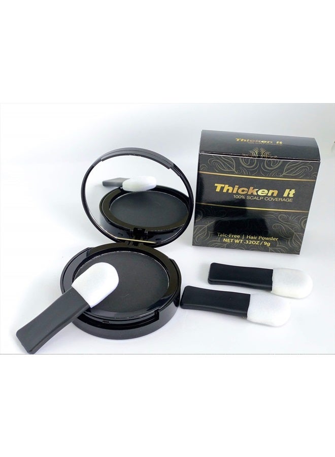 Simply Extensions Thicken It 100% Scalp Coverage Hair Powder - BLACK - Talc-Free .32 oz. Water Resistant Hair Loss Concealer for men and women. Naturally Thicker Than Hair Fibers & Spray Concealers - Image 1