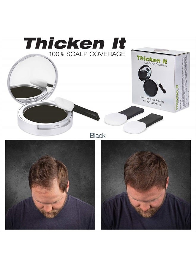 Simply Extensions Thicken It 100% Scalp Coverage Hair Powder - BLACK - Talc-Free .32 oz. Water Resistant Hair Loss Concealer for men and women. Naturally Thicker Than Hair Fibers & Spray Concealers - Image 2