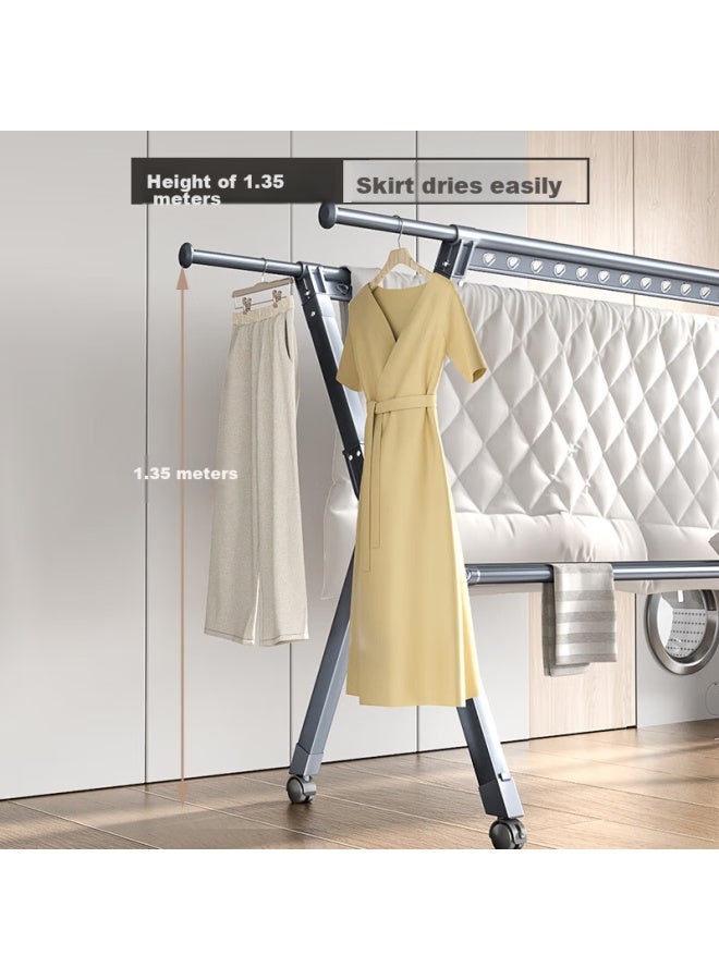 Hkg Folding Aluminum Alloy Clothes Drying Rack, Extendable Indoor Balcony Household Clothes And Quilt Drying Stand - Image 2