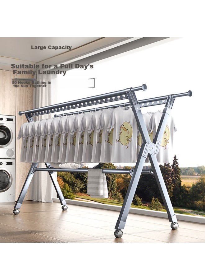 Hkg Folding Aluminum Alloy Clothes Drying Rack, Extendable Indoor Balcony Household Clothes And Quilt Drying Stand - Image 3