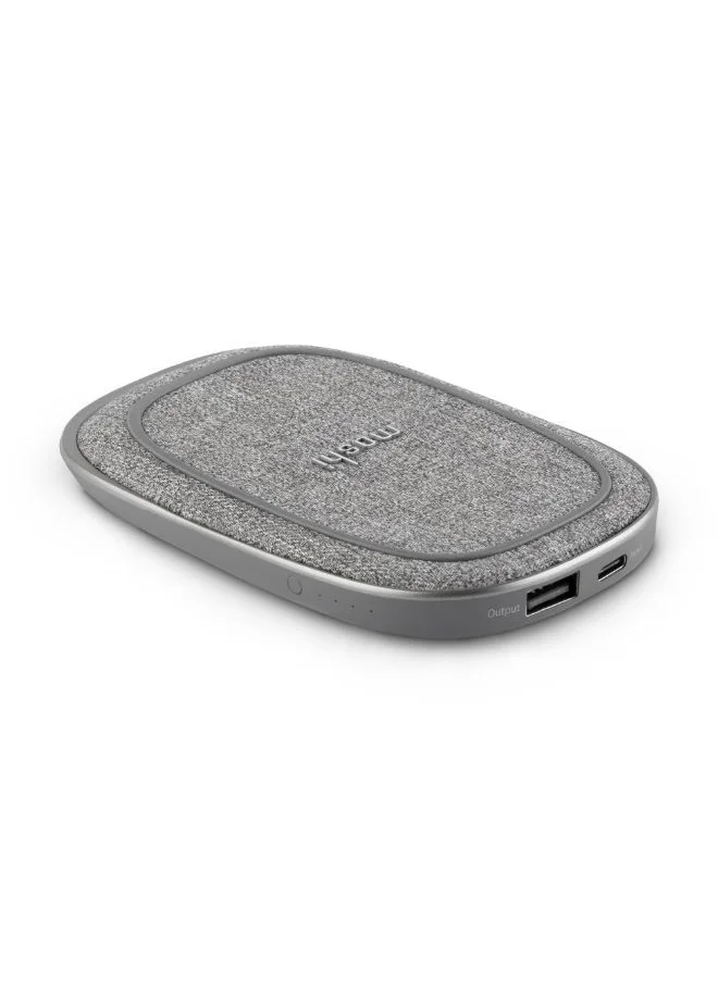 Moshi MOSHI Porto Q 5K Portable Battery 5,000 mAh with Built-in Wireless Charger with USB-C to USB-A Cable  - Nordic Gray