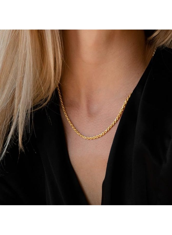 Julia Store 18k Gold Plated Rope Chain 2.5mm Stainless Steel Twist Rope Chain Necklace for Men Women Thin Chunky Chain Necklace  - Image 2
