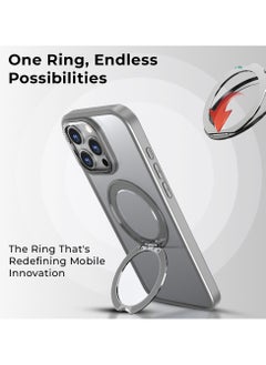 glassology iPhone 16 Pro Max 360° Rotate Ring Stand MagSafe Case Shockproof Wireless Charging Compatible Adjustable Kickstand (Grey)  - Image 5