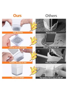 Y&D 36 Pcs Square Chair Leg Floor Protectors Furniture Pads for Hardwood Floors Silicone Caps Cover  - Image 2