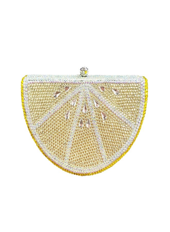 Tngan Women Cute Fruit Evening Clutch Sparkling Rhinestones Purse Crystal Banquet Prom Shoulder Bag, Lemon 1 - Image 1
