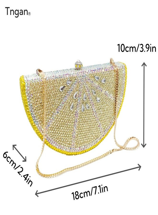 Tngan Women Cute Fruit Evening Clutch Sparkling Rhinestones Purse Crystal Banquet Prom Shoulder Bag, Lemon 1 - Image 4