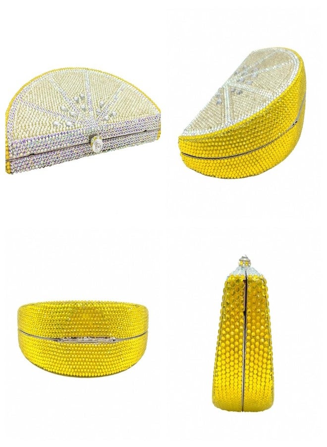 Tngan Women Cute Fruit Evening Clutch Sparkling Rhinestones Purse Crystal Banquet Prom Shoulder Bag, Lemon 1 - Image 5