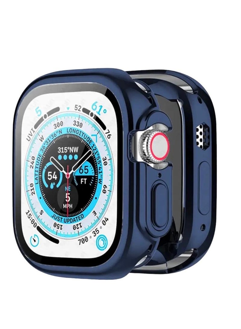 Watch PU Full Case Protector frame Compatible with Apple Watch Series 8 ULTRA 49 mm (Blue) - Image 1