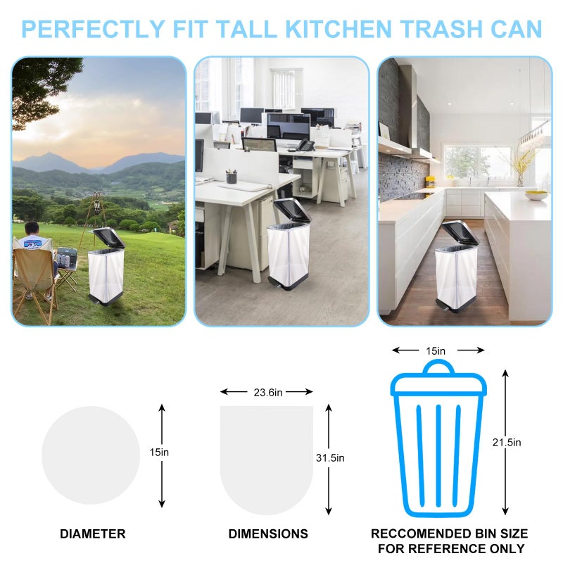 Inwaysin Ultra Strong Tall Kitchen Trash Bags 13 Gallon Garbage Bags  White Bin Liners  60 Count - Image 4
