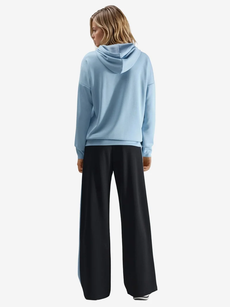 Hiccup Baby Blue Modal Touch Hooded Embroidered Long Wide Leg Two-Piece Co-ord Set Bersan Collection for Women | Best Price UAE