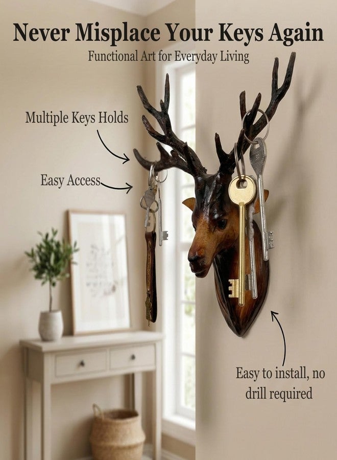 NB Crafted Decoration items for living Room Deer Head Wall Hanging showpiece for Home, Hotel, Restaurants, Cafe Interior Decor Showpiece (Pack of 1) - Image 2