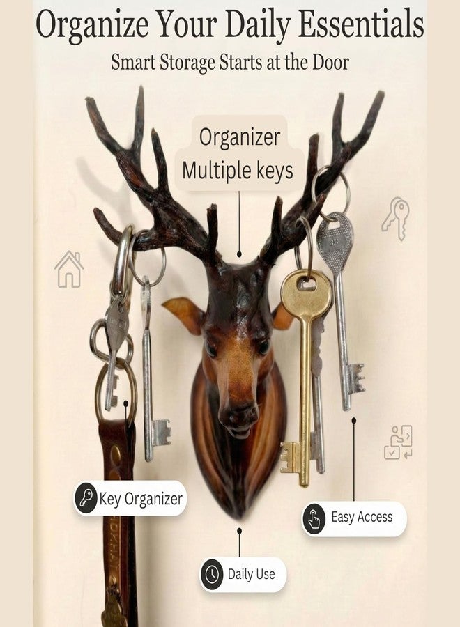NB Crafted Decoration items for living Room Deer Head Wall Hanging showpiece for Home, Hotel, Restaurants, Cafe Interior Decor Showpiece (Pack of 1) - Image 4
