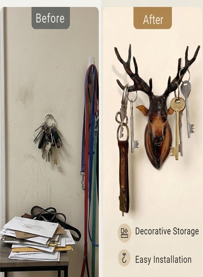 NB Crafted Decoration items for living Room Deer Head Wall Hanging showpiece for Home, Hotel, Restaurants, Cafe Interior Decor Showpiece (Pack of 1) - Image 5