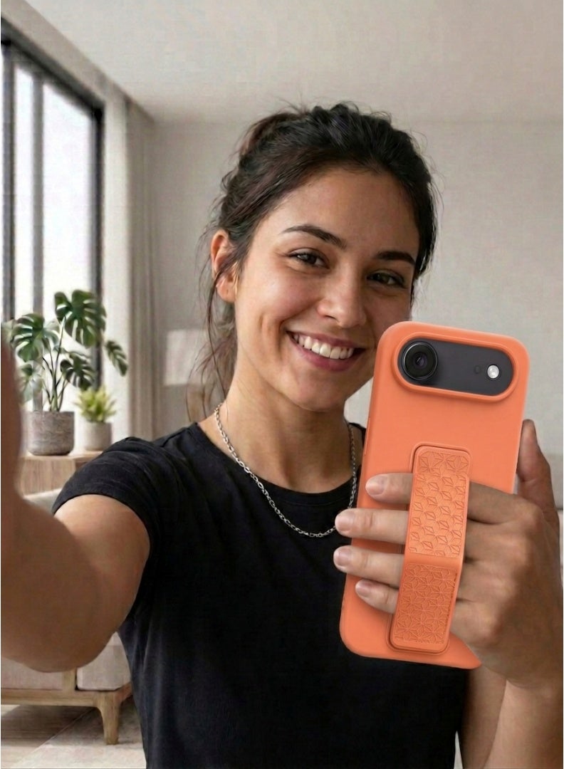 جراب سيليكون لهاتف iPhone 17 Air مزود بحزام تثبيت وحامل (مسند)؛ غطاء ناعم يدعم الوضعين الرأسي والأفقي، مع حماية كاملة للكاميرا، مخصص لهاتف iPhone 17 Air (مقاس 6.5 بوصة). - Image 4