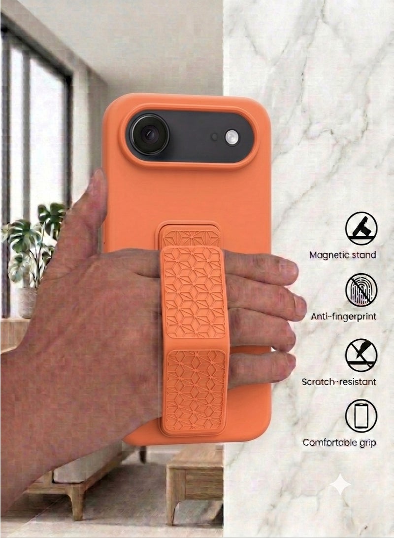 جراب سيليكون لهاتف iPhone 17 Air مزود بحزام تثبيت وحامل (مسند)؛ غطاء ناعم يدعم الوضعين الرأسي والأفقي، مع حماية كاملة للكاميرا، مخصص لهاتف iPhone 17 Air (مقاس 6.5 بوصة). - Image 3