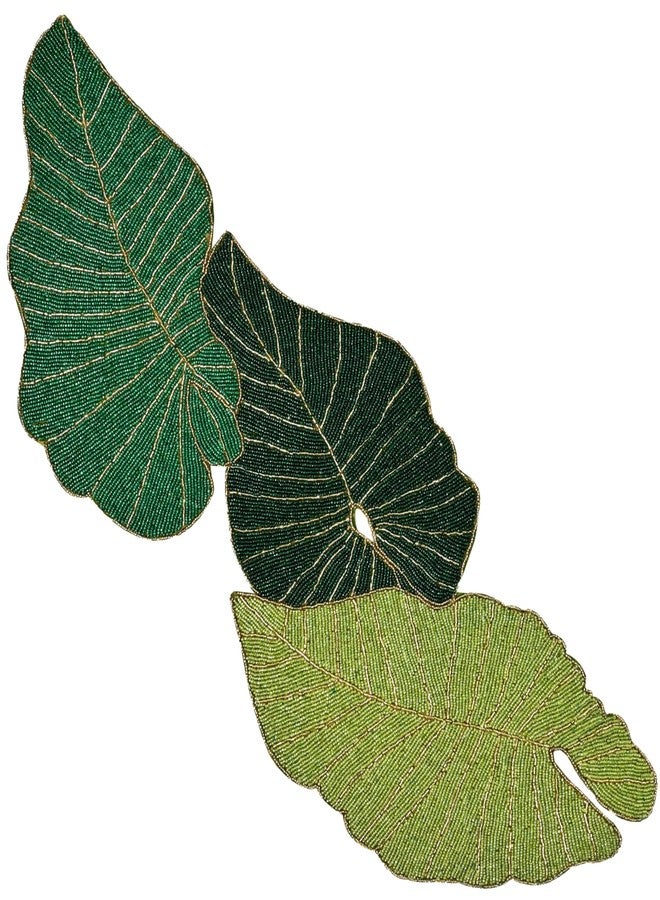 CLEENTABLE Beaded Table Runner, Handcrafted Table Decor, Decorative Table Centerpiece, High End Table Runner, Luxury Dining - 13 x 36 Inches - Parakeet Olive & Hunter Green - Image 1