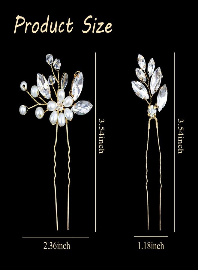 لابوهي 5 قطع من دبابيس شعر العروس، إكسسوارات شعر مرصعة بأحجار الراين للنساء، قطعة شعر زفاف كريستالية للعروس، النساء والفتيات، وصيفات الشرف (ذهبي) - Image 4