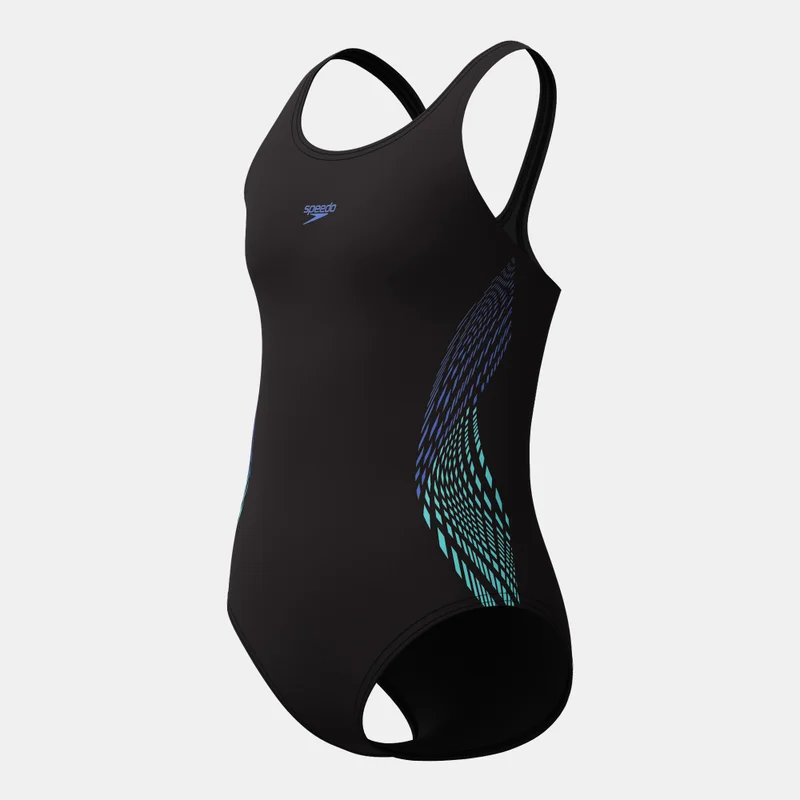 speedo Blue Kids' Placmement Muscleback Swimsuit  | Best Price UAE