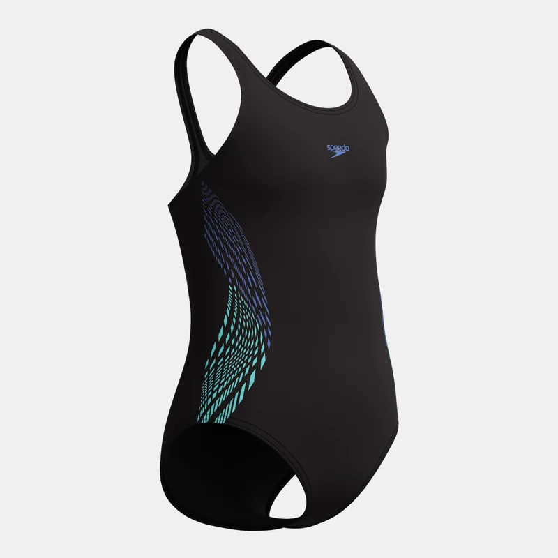 speedo Blue Kids' Placmement Muscleback Swimsuit  | Best Price UAE