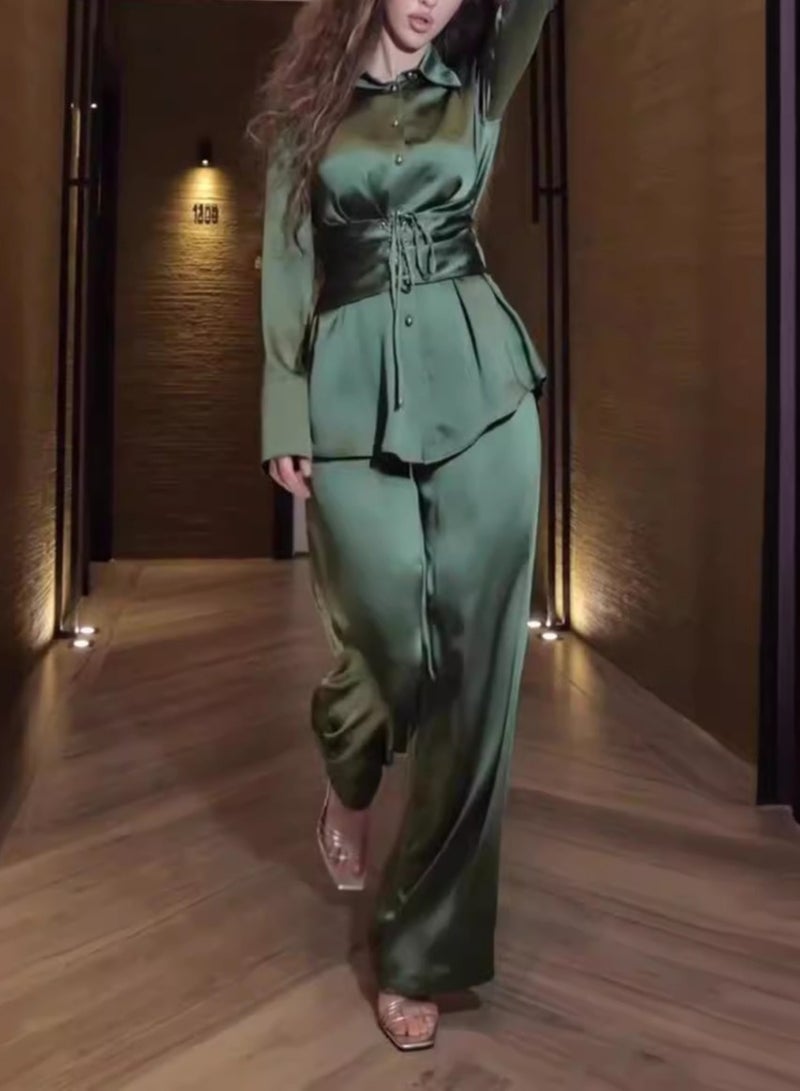Shougu New High-end Temperament Shirt Two-piece Set For Women - Image 2