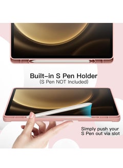 MIGOFAST Case for Samsung Galaxy Tab S9 FE 10.9-Inch with S Pen Holder  Soft TPU Tri-Fold Stand Protective Tablet Cover  Support S Pen Charging  Auto Wake/Sleep Rose gold  - Image 3