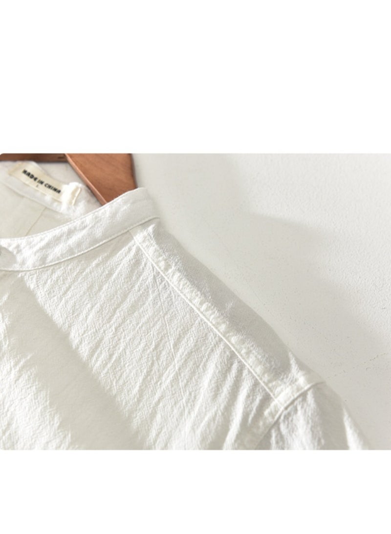 Warrior Men's Cotton And Linen Short Sleeved Shirt  - Image 3