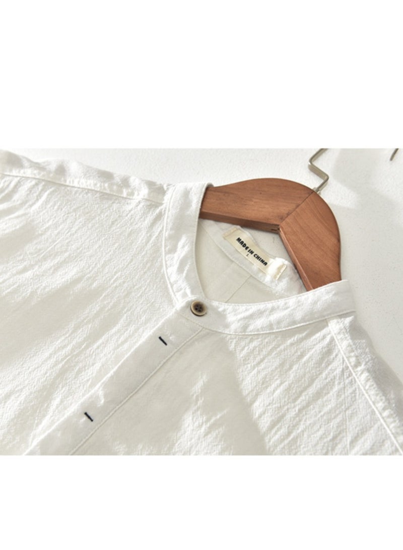 Warrior Men's Cotton And Linen Short Sleeved Shirt  - Image 2