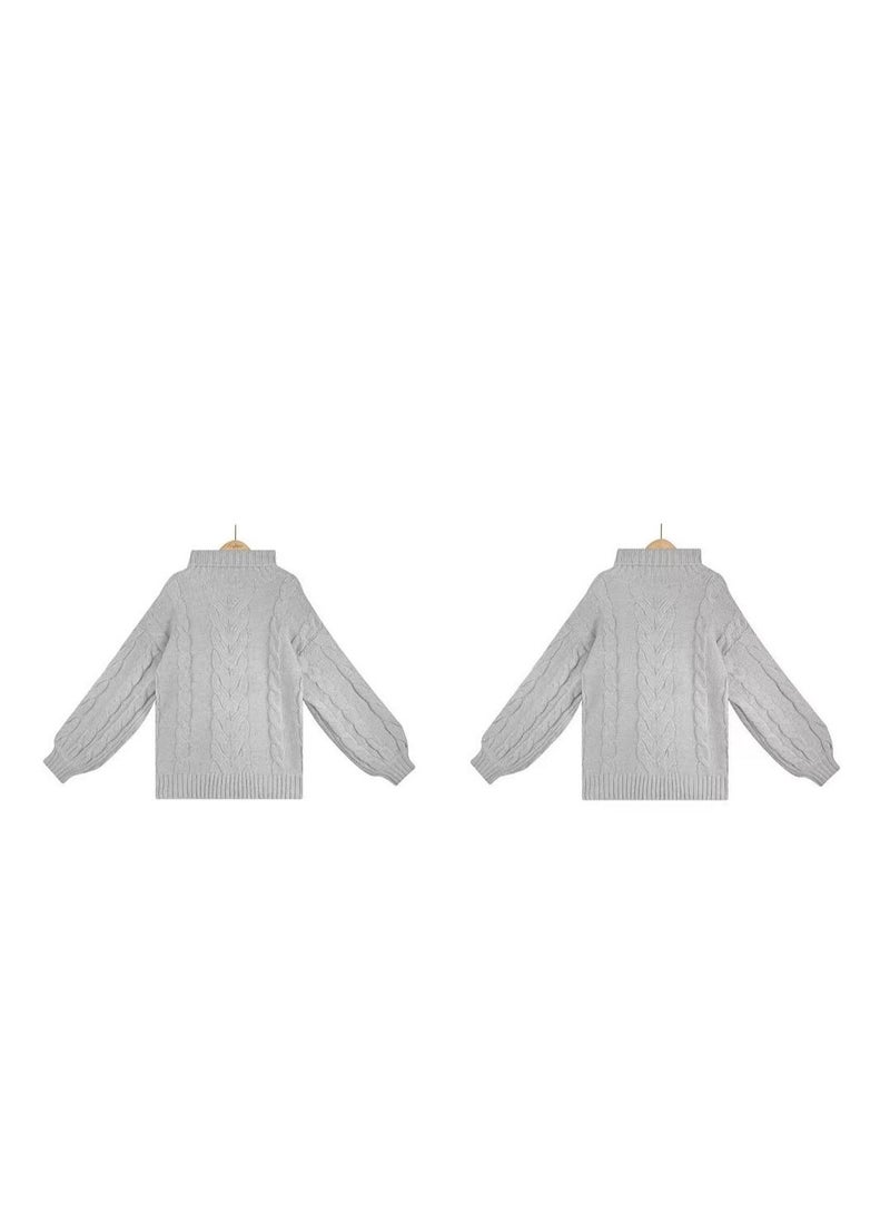 Loquat Women's Flared Sleeve Jumper Turtleneck Twist Sweater  - Image 3
