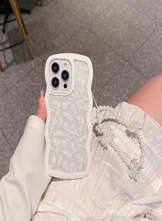 Dyale Compatible for iPhone 16 Pro Max Case for Women Girls,Cute Curly Wave Wavy Frame Shape Shockproof Soft TPU 2 in 1 with Bow Bracelet Flower Floral Phone Cove for Women Girl - Image 4