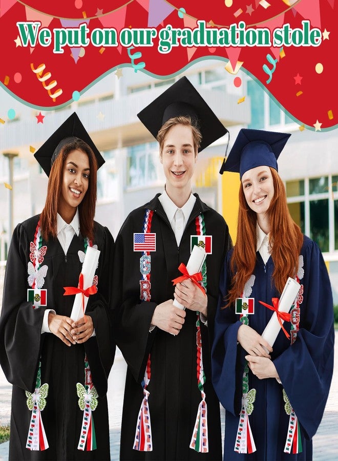 JIZWPOOM Mexican Graduation Leis 2026,Class of 2026 Graduation Ribbon Lei with Butterfly and Pins,Double Handmade Congrats,Graduations Gifts for High School College - Image 4