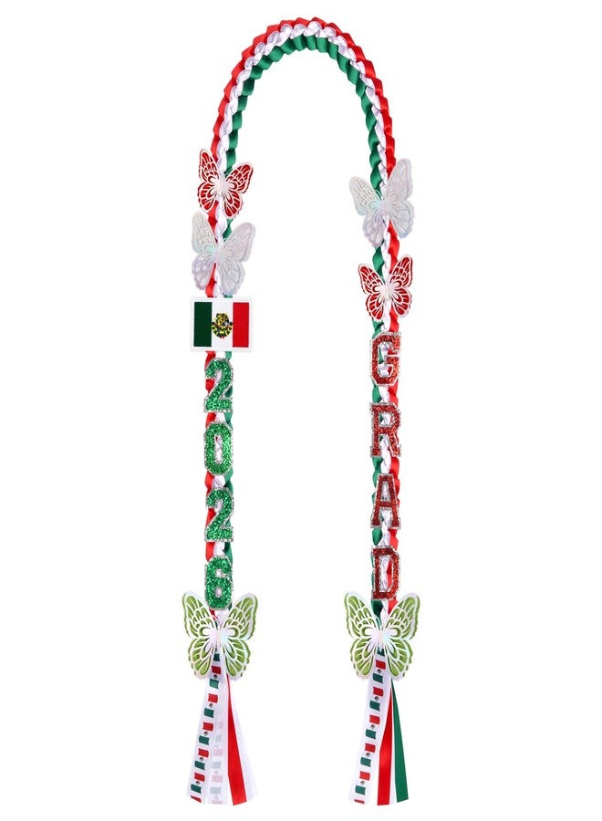 JIZWPOOM Mexican Graduation Leis 2026,Class of 2026 Graduation Ribbon Lei with Butterfly and Pins,Double Handmade Congrats,Graduations Gifts for High School College - Image 1