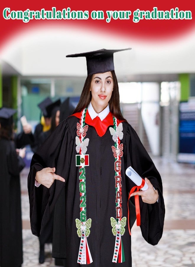 JIZWPOOM Mexican Graduation Leis 2026,Class of 2026 Graduation Ribbon Lei with Butterfly and Pins,Double Handmade Congrats,Graduations Gifts for High School College - Image 3