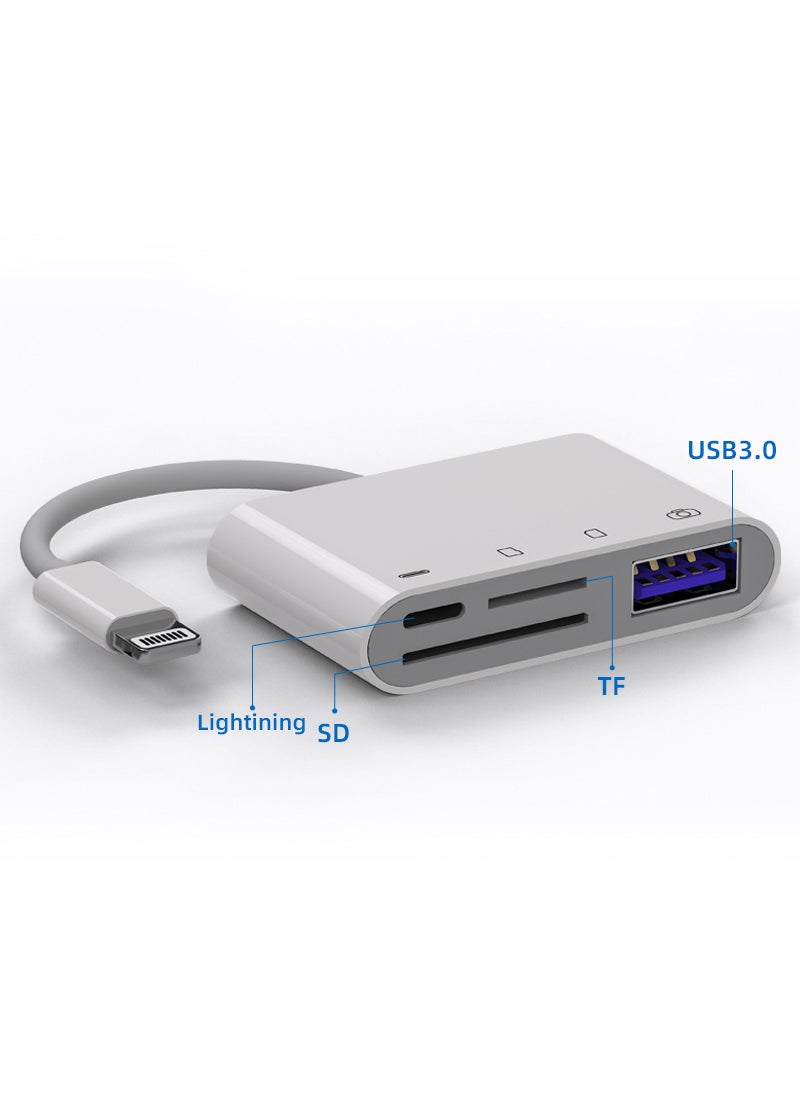 Generic - 6-in-1 Dual Slot Universal Card Reader for Apple 15 HuaweiLightn interface [read TF + SD + USB + Lightn charging]] Lightn interface [read TF + SD + USB + Lightn charging]] - Image 1