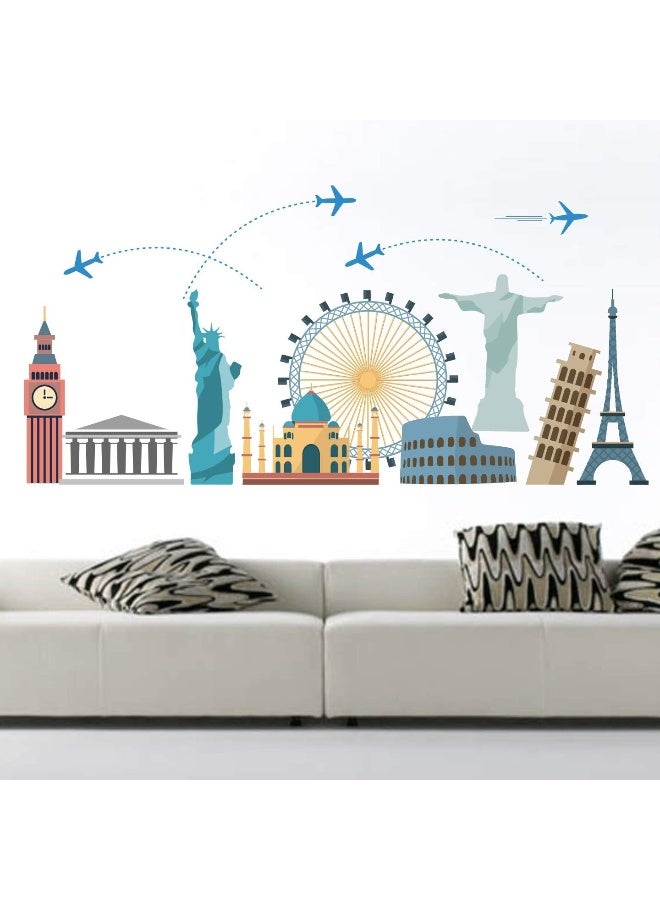 StickMe 'Worlds Wonders - Travel Wall Sticker' -SM074 (PVC Vinyl - 100cm X 60 cm) - Image 2