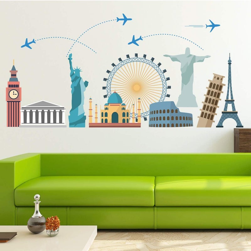 StickMe 'Worlds Wonders - Travel Wall Sticker' -SM074 (PVC Vinyl - 100cm X 60 cm) - Image 1