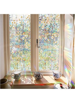 Window Privacy Film, Daisy Rainbow Decorative Window Clings, Window Cling Film 3D Rainbow Decorative Door Window Sun Catchers Indoor Window,Suncatcher Window Cover(17X 39.4inch)