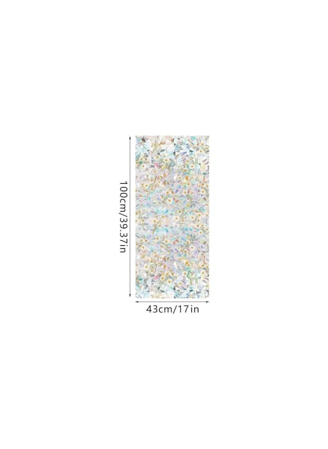 AMGREEN - Window Privacy Film, Daisy Rainbow Decorative Window Clings, Window Cling Film 3D Rainbow Decorative Door Window Sun Catchers Indoor Window,Suncatcher Window Cover(17X 39.4inch) - Image 1