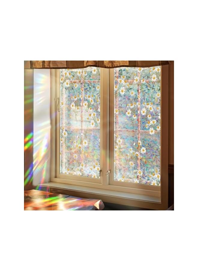 AMGREEN - Window Privacy Film, Daisy Rainbow Decorative Window Clings, Window Cling Film 3D Rainbow Decorative Door Window Sun Catchers Indoor Window,Suncatcher Window Cover(17X 39.4inch) - Image 1