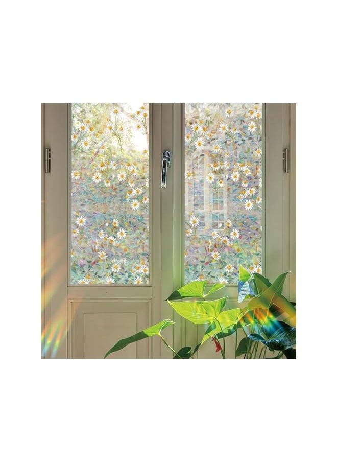 AMGREEN - Window Privacy Film, Daisy Rainbow Decorative Window Clings, Window Cling Film 3D Rainbow Decorative Door Window Sun Catchers Indoor Window,Suncatcher Window Cover(17X 39.4inch) - Image 1