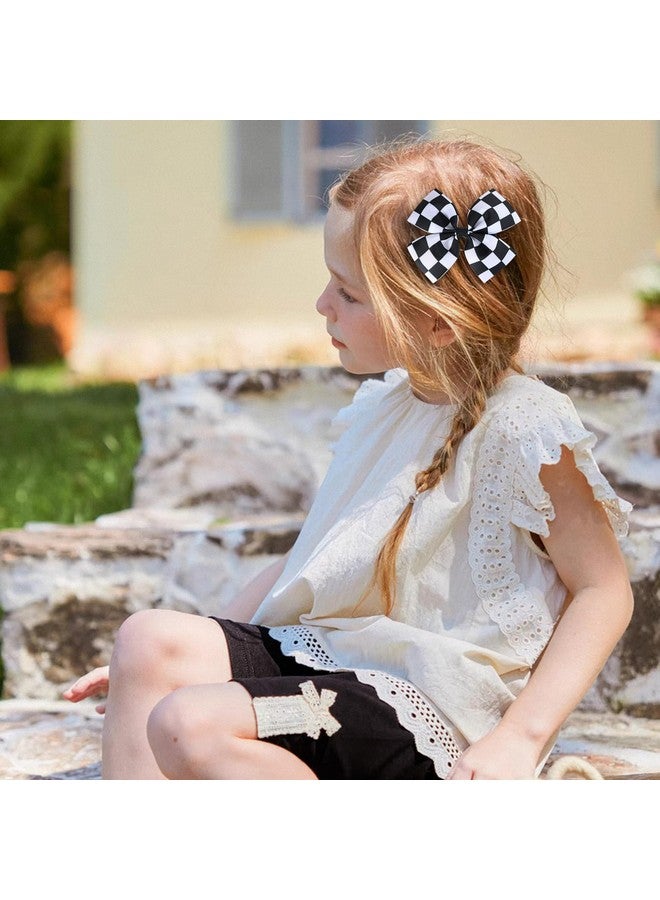 ميروكش مشبكان للشعر بتصميم علم سباقات منقوش، مقاس 4 بوصات، للفتيات والنساء، باللونين الأسود والأبيض، وشريط منقوش بنمط الجاموس، وربطة شعر على شكل ذيل حصان، وإكسسوارات شعر لمحبي السباق، وهدية لحفلات أعياد الميلاد بطابع السيارات - Image 5