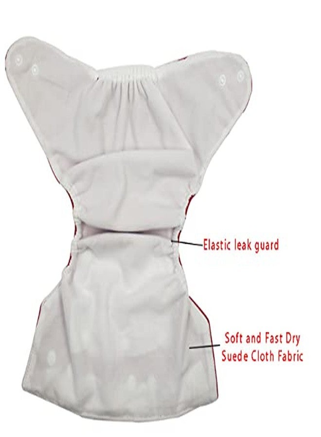Mopslik - Reusable Adjustable Washable button Cloth Diaper with 5 Layered Insert (Red) - Image 5