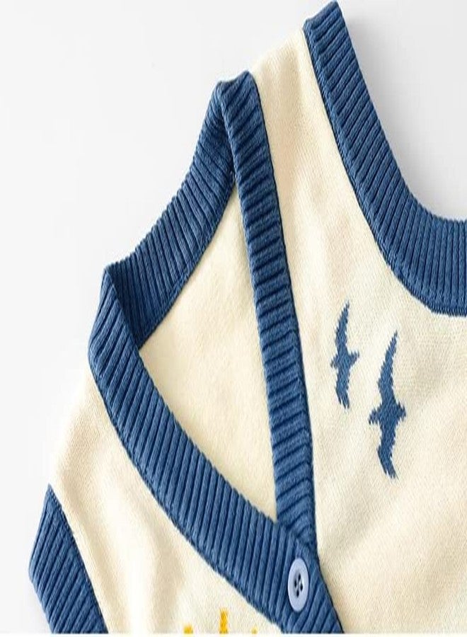 warmstraw Toddler Baby Boys Pattern Sweater Vest Knit V Neck Sleeveless Soft Knitted Sweater Vest Cardigan Bear Blue 4-5 T - Image 3