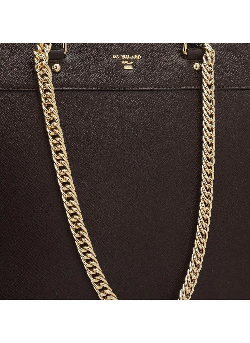 Da Milano  Genuine Leather Brown Tote Bag for Women | Best Price UAE